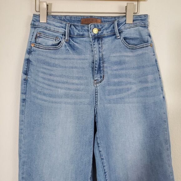 Judy Blue Jeans 29 Blue Olivia Wide Leg Cropped Casual Stretchy - Picture 2 of 11